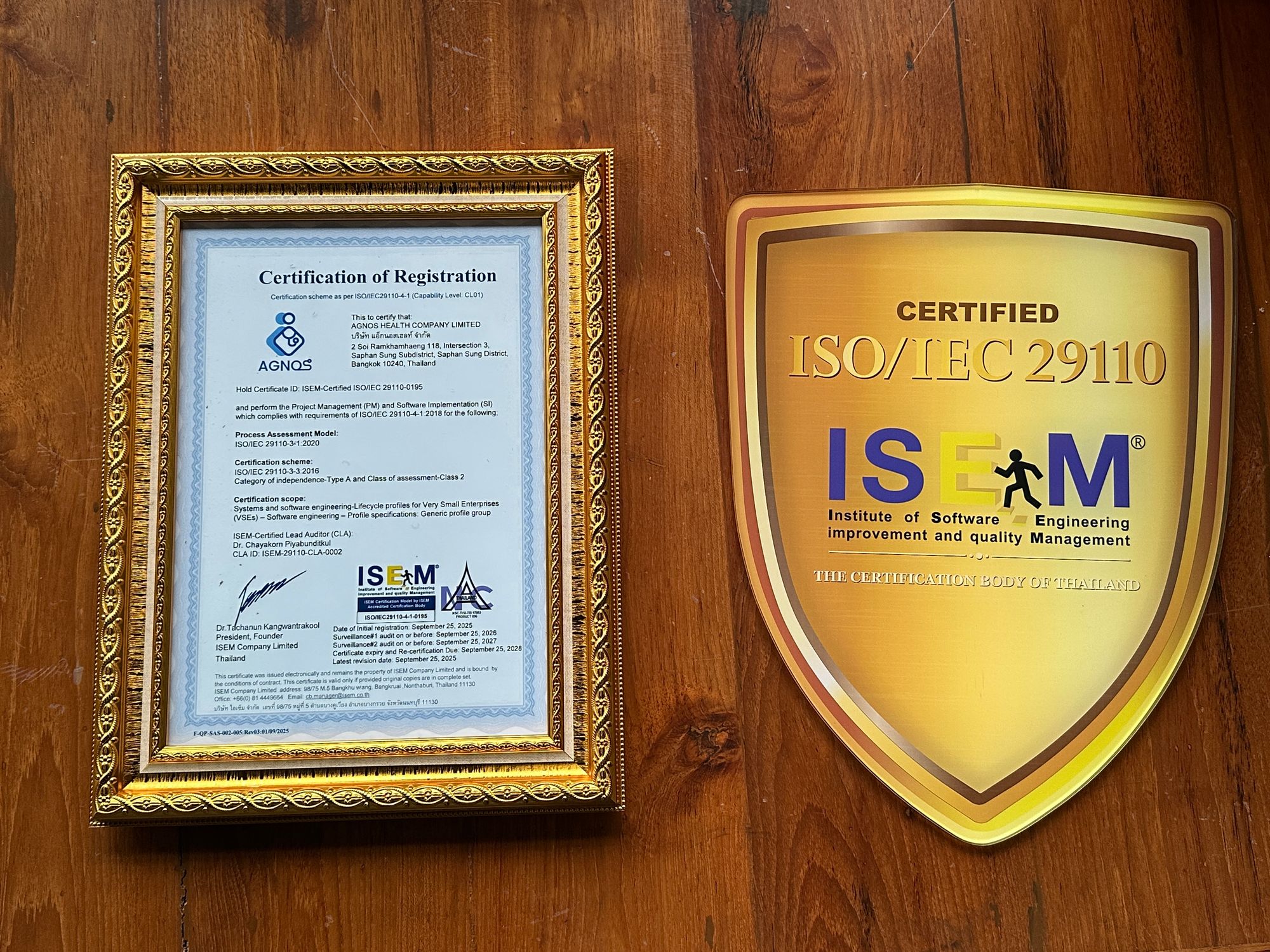 Agnos Achieves International Standard ISO/IEC 29110, Elevating Thai HealthTech to Global Excellence