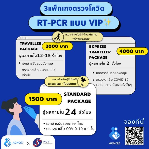 3 แพ็คเกจตรวจโควิด RT-PCR แบบ VIP