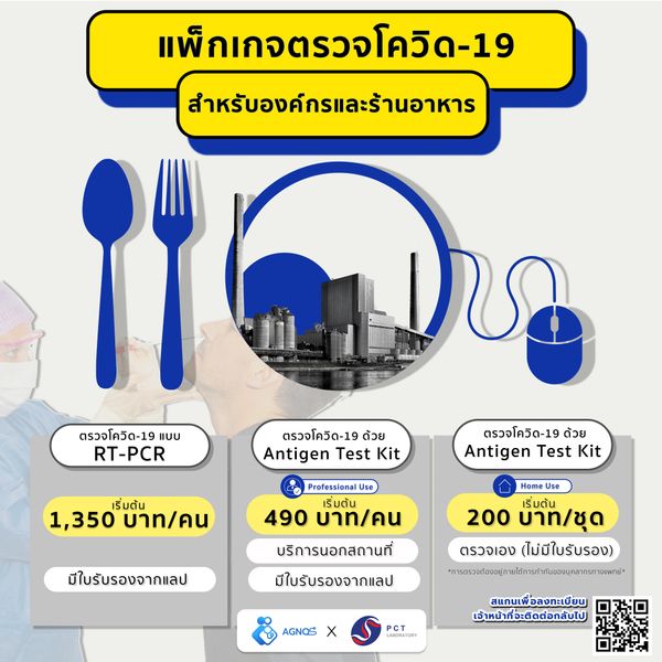 แพ็กเกจตรวจโควิด-19 สำหรับร้านอาหาร และองค์กร