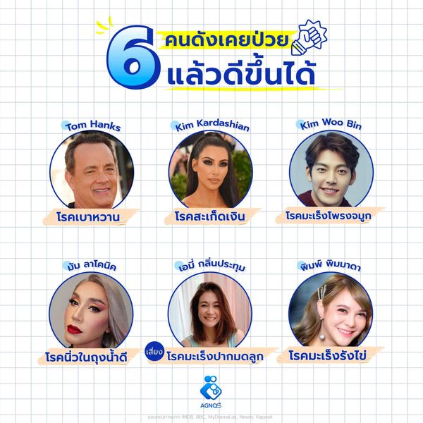 6 คนดังเคยป่วยแล้วดีขึ้นได้